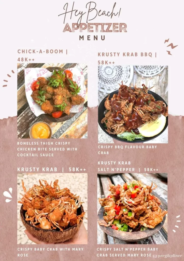 Menu-menu Hey Beach